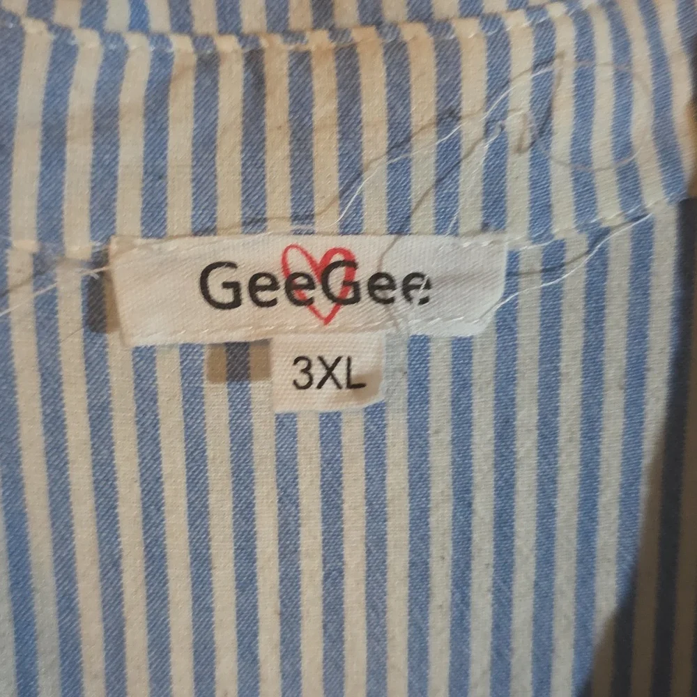 Blue and White Striped Button-Up Shirt - Picture 2 of 3